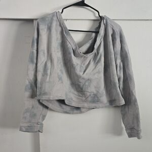 Bohemian Mama Blue Tie Dye 100% Organic Cotton Long Line Crop Sweater